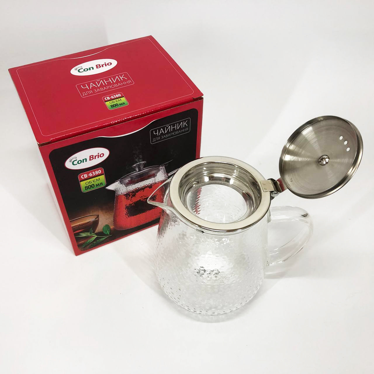 Чайник заварочный заварник для чая Con Brio CB-6380 800 мл, Стильный стеклянный заварочный чайник