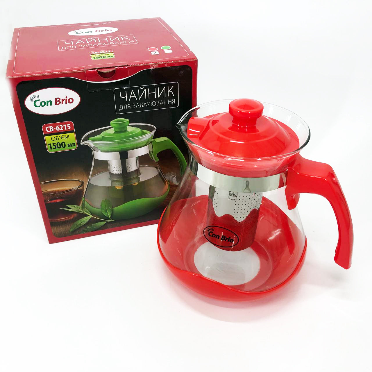 Чайник заварочный Con Brio Green CB-6215 1,5 л, Чайник заварочный качественный на кухню. Цвет: красный