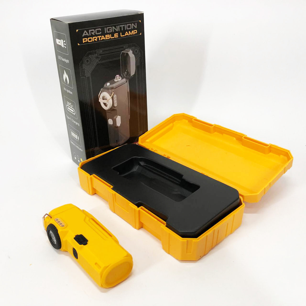 Фонарик-зажигалка армейская MULTIFUNCTIONAL D51-COB электроимпульсная аккумуляторная. Цвет: желтый