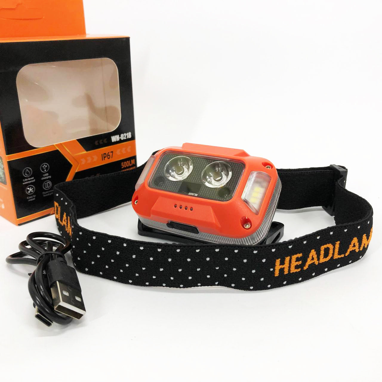 Фонарь налобный WH-0218-XPG(white+yellow)+SMD(red), Налобный фонарь для туризма рыбалки и охоты