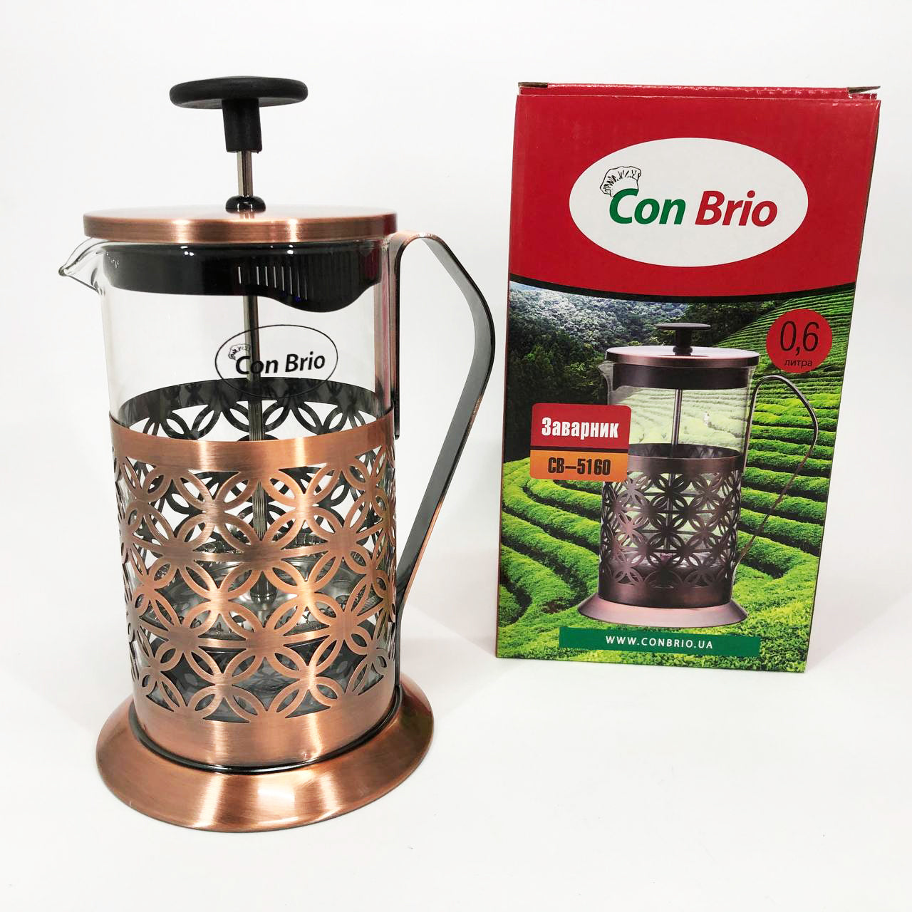 Френч-пресс Заварник для чая Con Brio CB-5160 600мл, Чайник самовар стеклянный, Чайники для заварки