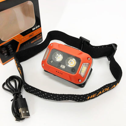 Фонарь налобный WH-0218-XPG(white+yellow)+SMD(red), Налобный фонарь для туризма рыбалки и охоты