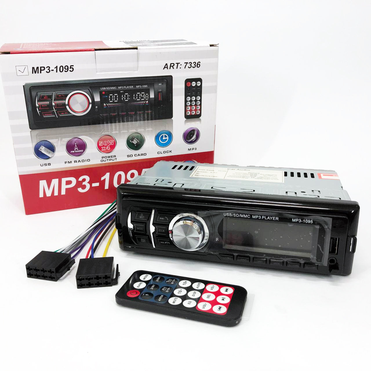 Автомагнитола MP3 1095/7336 BT ISO со съемной панелью 1DIN 4х50Вт, Автомобильная магнитола стерео звук