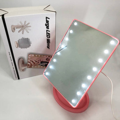 Зеркало для макияжа с 16 LED подсветкой Mirror, косметическое зеркало с подсветкой. Цвет: розовый