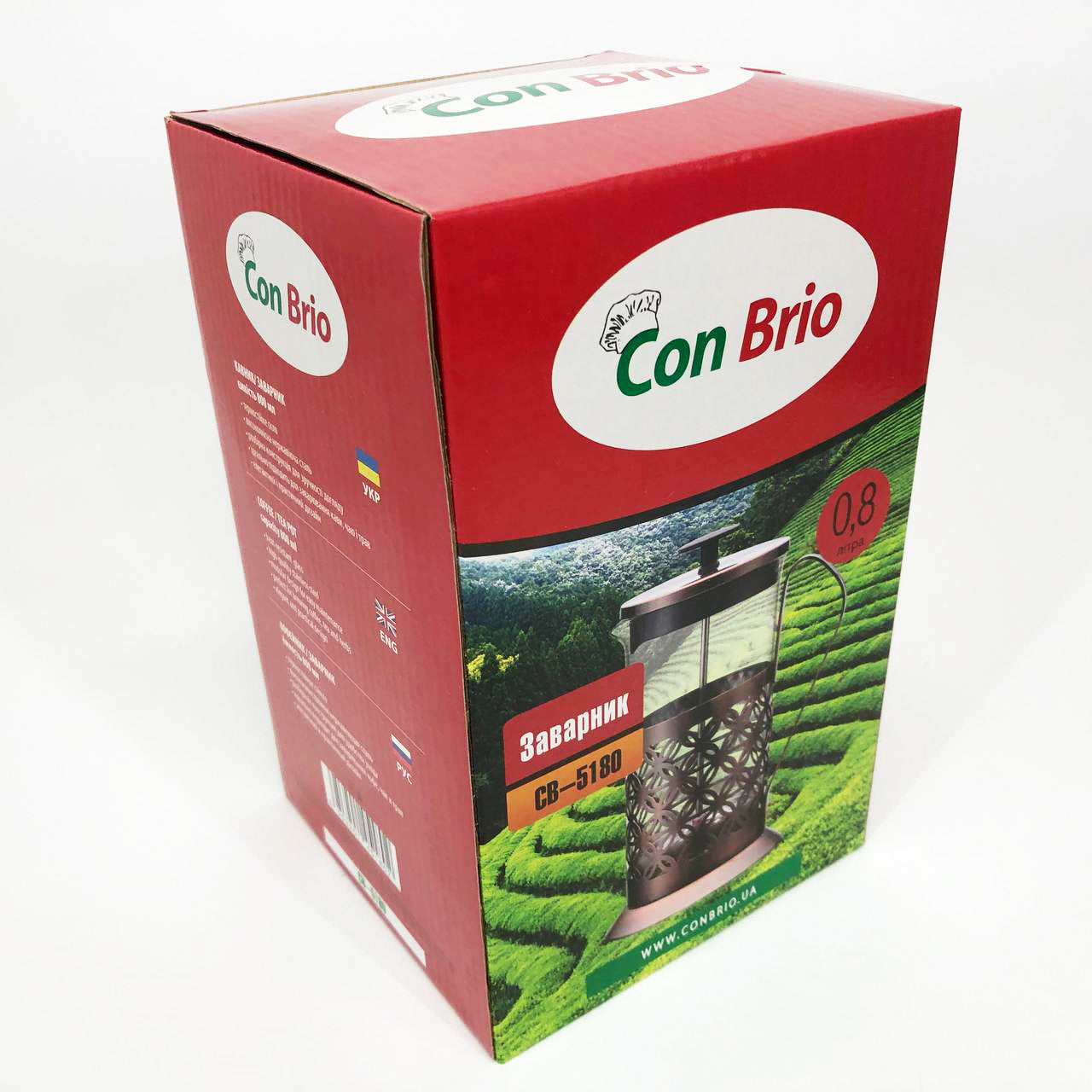 Френч-пресс Заварник для чая Con Brio CB-5180 800мл, Стеклянный заварочный чайник для чая чайники