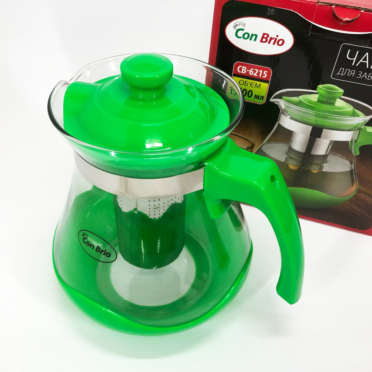 Чайник заварочный Con Brio Green CB-6215 1,5 л, Чайник самовар стеклянный. Цвет: зеленый