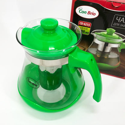 Чайник заварочный Con Brio Green CB-6215 1,5 л, Чайник самовар стеклянный. Цвет: зеленый
