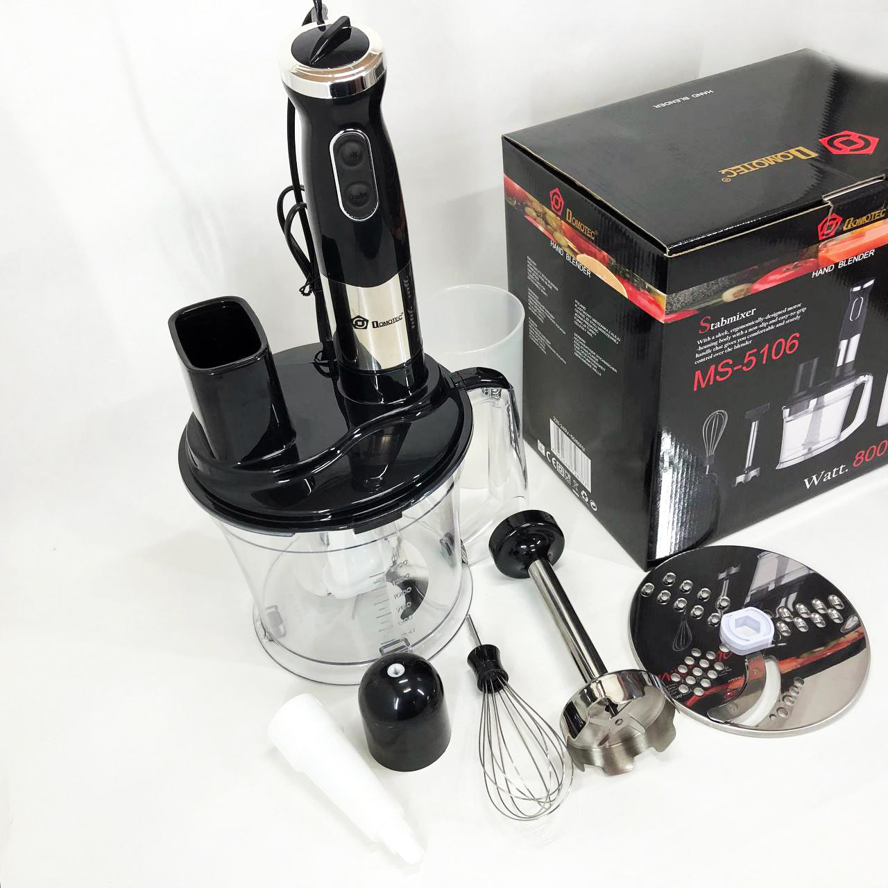 Блендер погружной многофункциональный 5-в-1 Domotec MS-5106 800 W, Портативный блендер измельчитель
