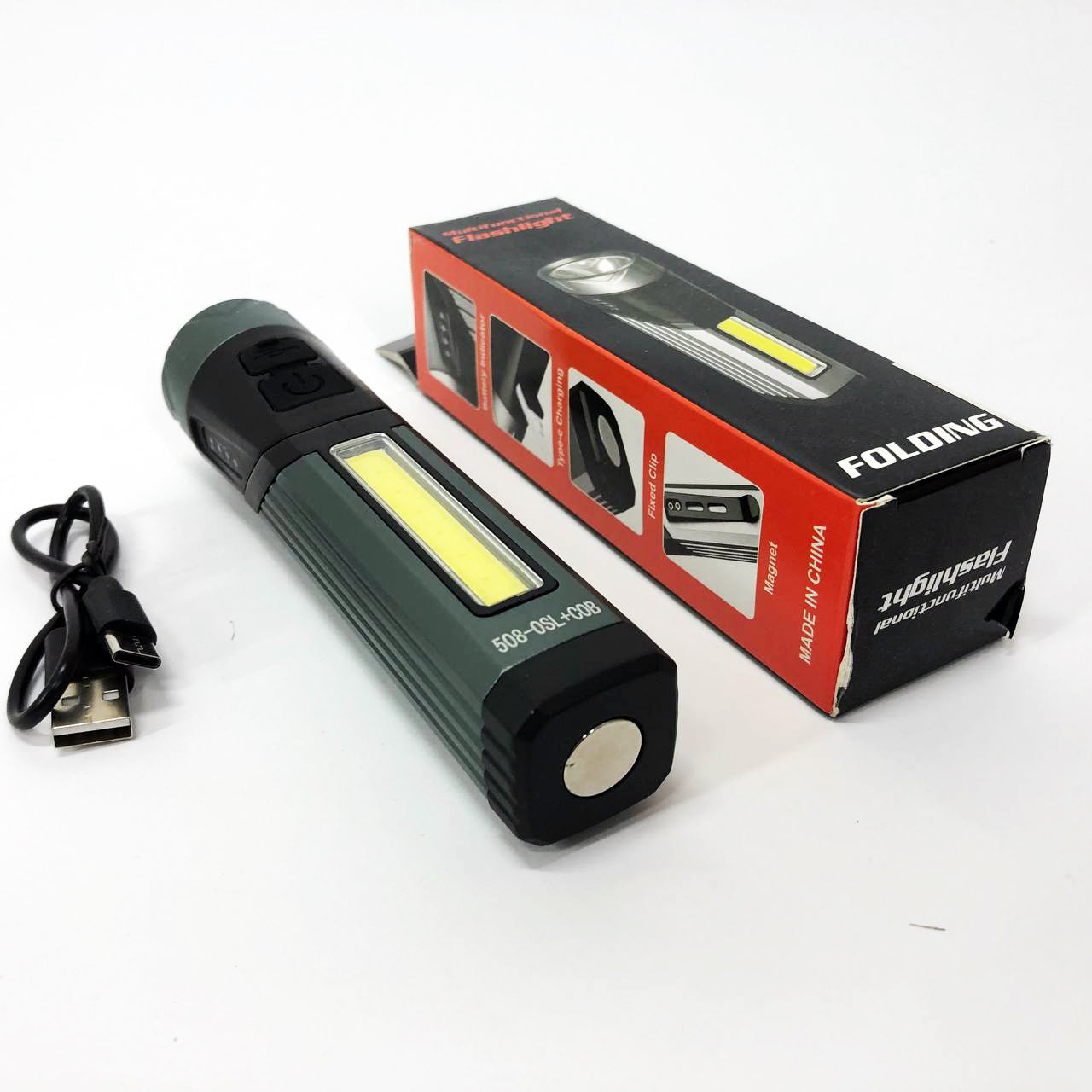 Фонарь карманный поворотный Police 508-OSL+COB, встроенным аккумулятором, магнитом и 7 режимами