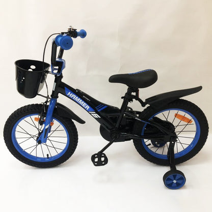 Детский двухколесный велосипед Hammer Smart H2021 20 дюймов с боковыми колесами, корзинкой. Цвет: синий