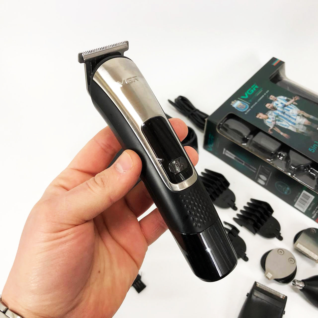 Набор для стрижки VGR 5 в 1 V-111, 9 насадок, Аккумуляторный универсальный триммер для стрижки
