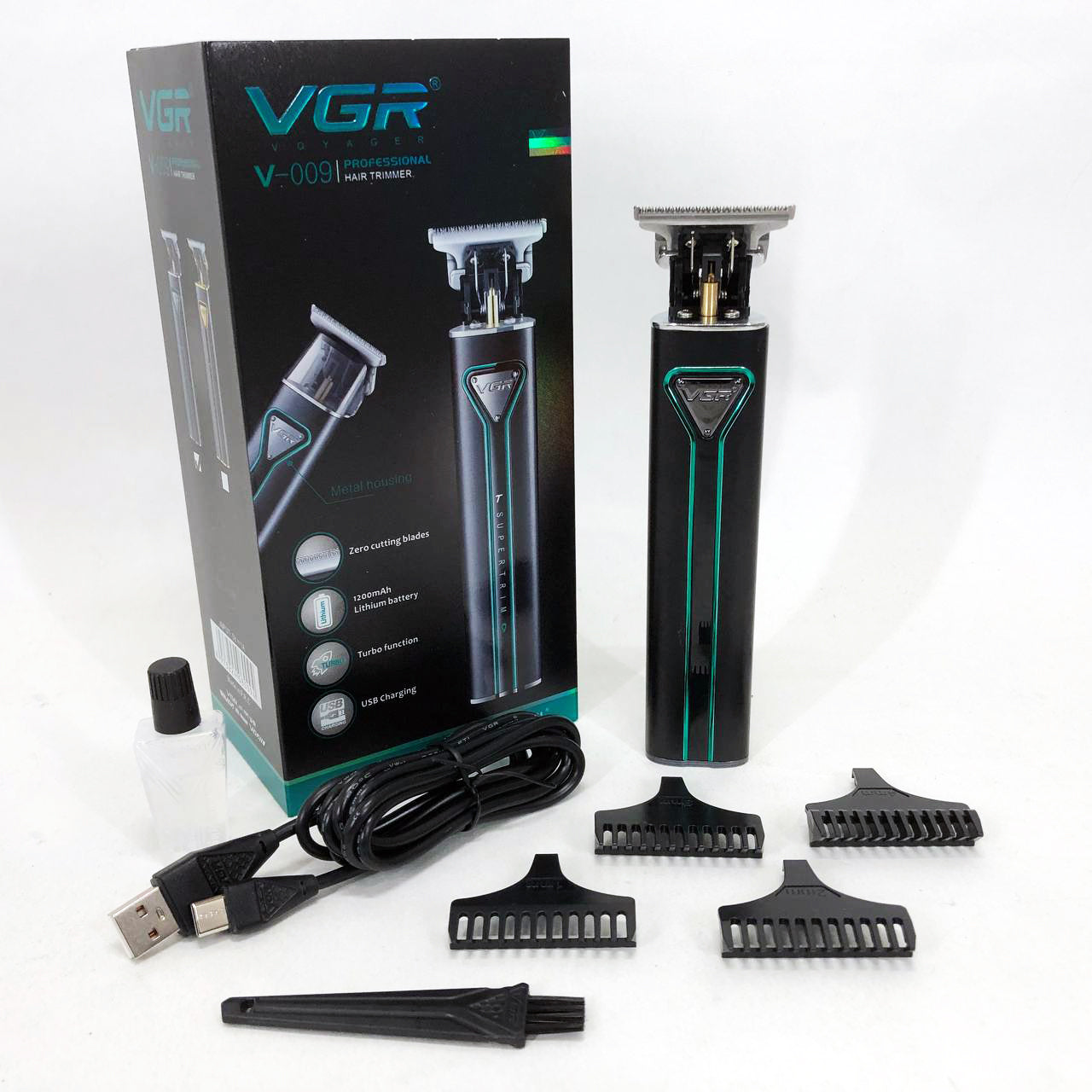 Профессиональная аккумуляторная машинка для стрижки волос VGR V-009 триммер для бороды и усов