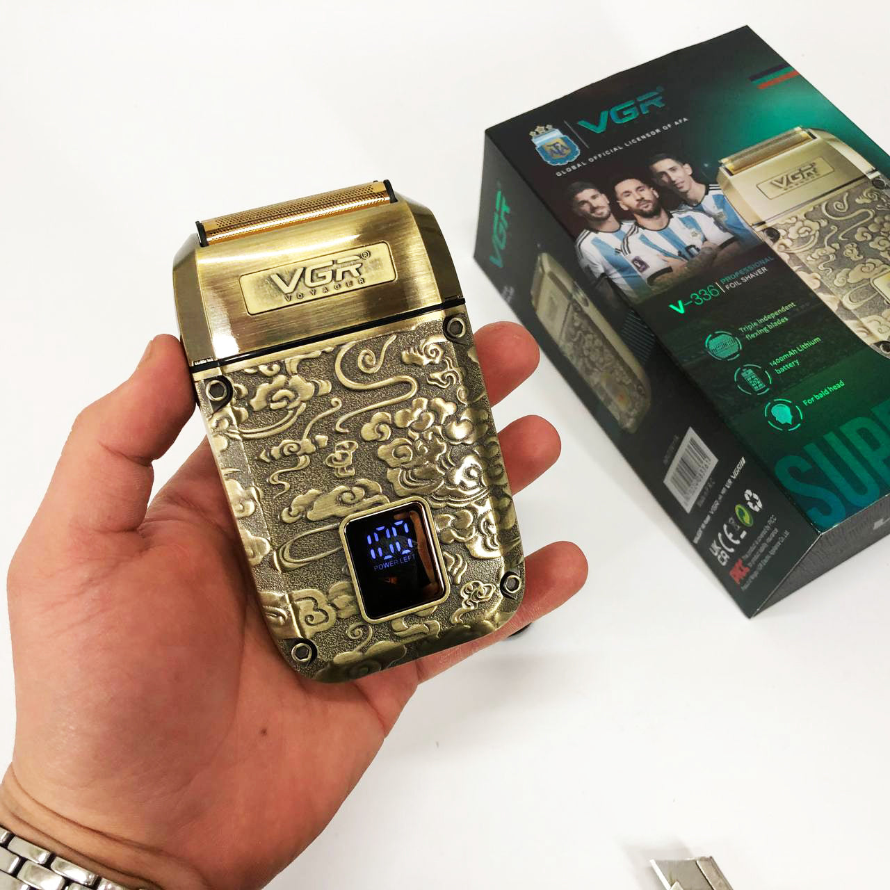 Электробритва-шейвер VGR V-336 LED Display мужская профессиональная для сухого и влажного бритья металлическая