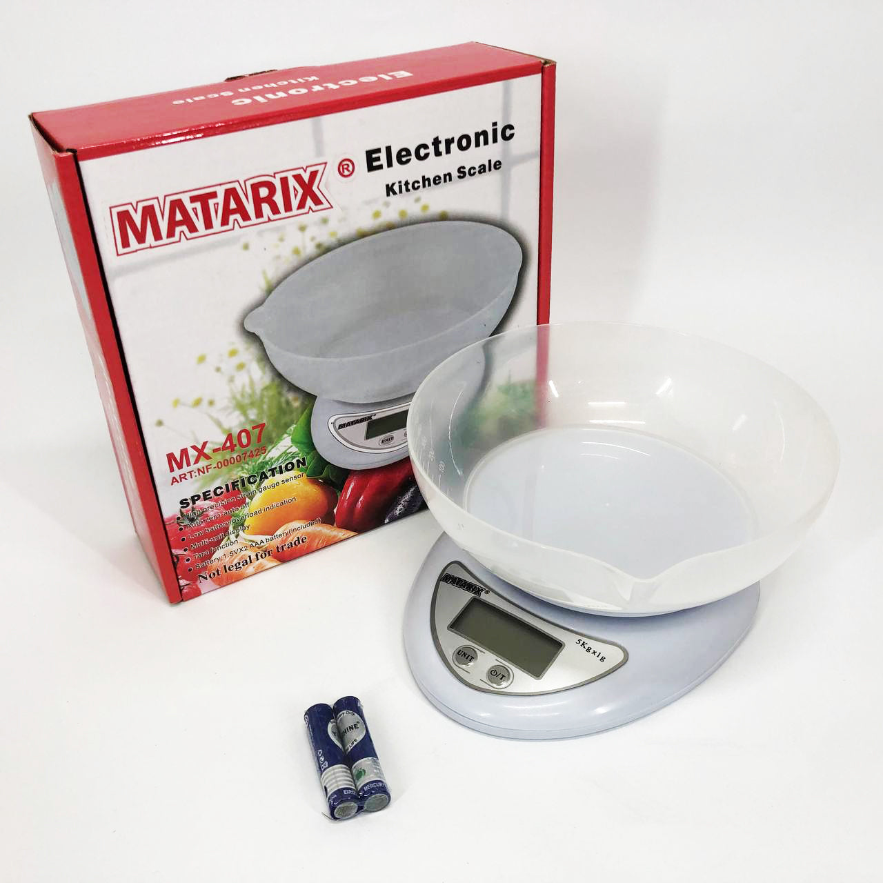 Кухонные электронные весы с чашей до 5 кг Matarix MX-407, Компактные электронные кухонные весы