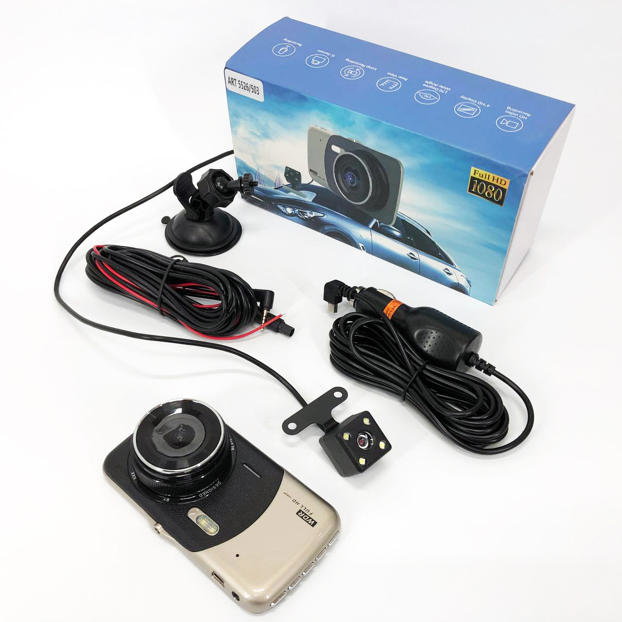 Видеорегистратор автомобильный MHZ DVR CT503 1080P с двумя камерами, Регистратор с камерой на машину