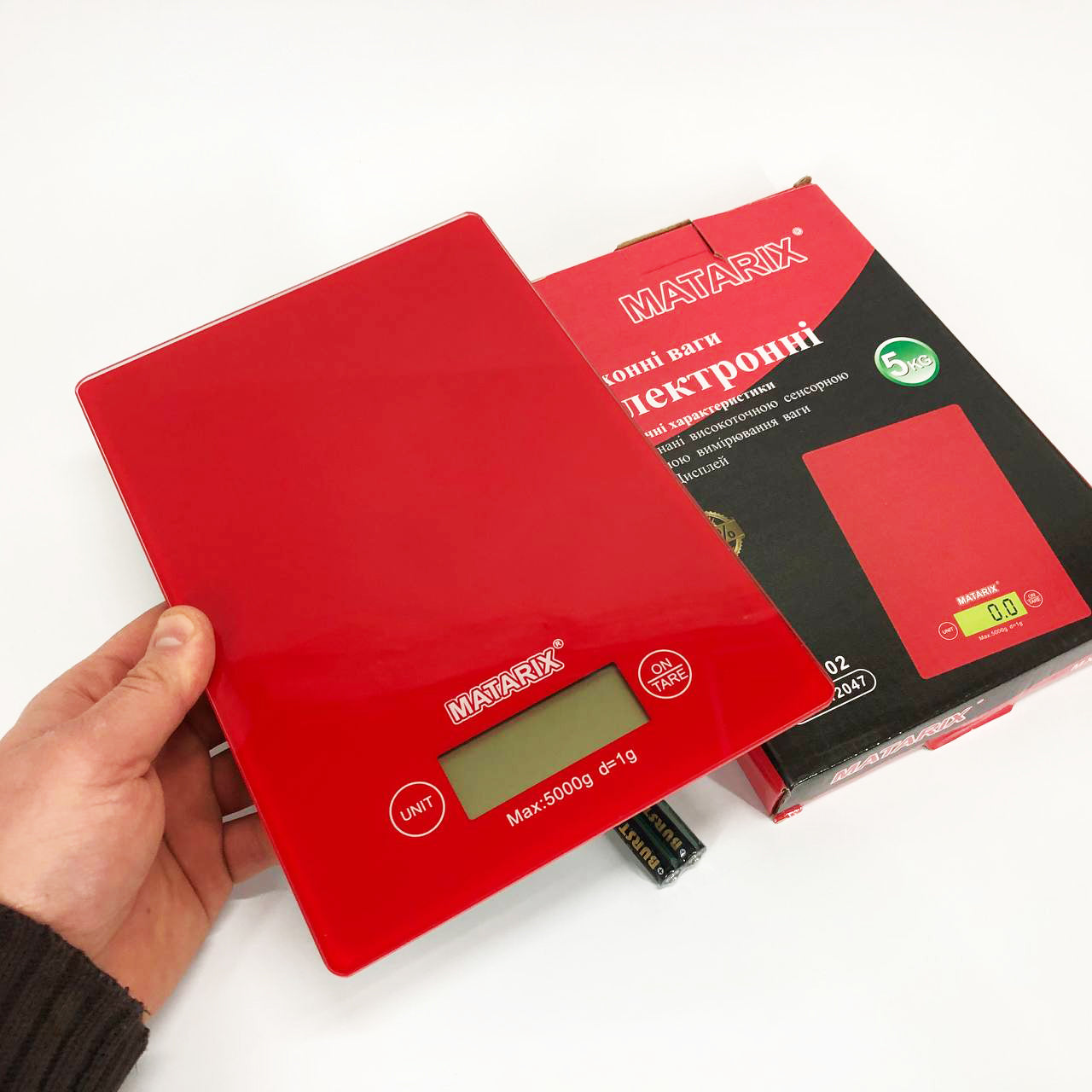 Весы кухонные MATARIX MX-402 5 кг с дисплеем, Кухонные весы для продуктов домашние. Цвет: красный
