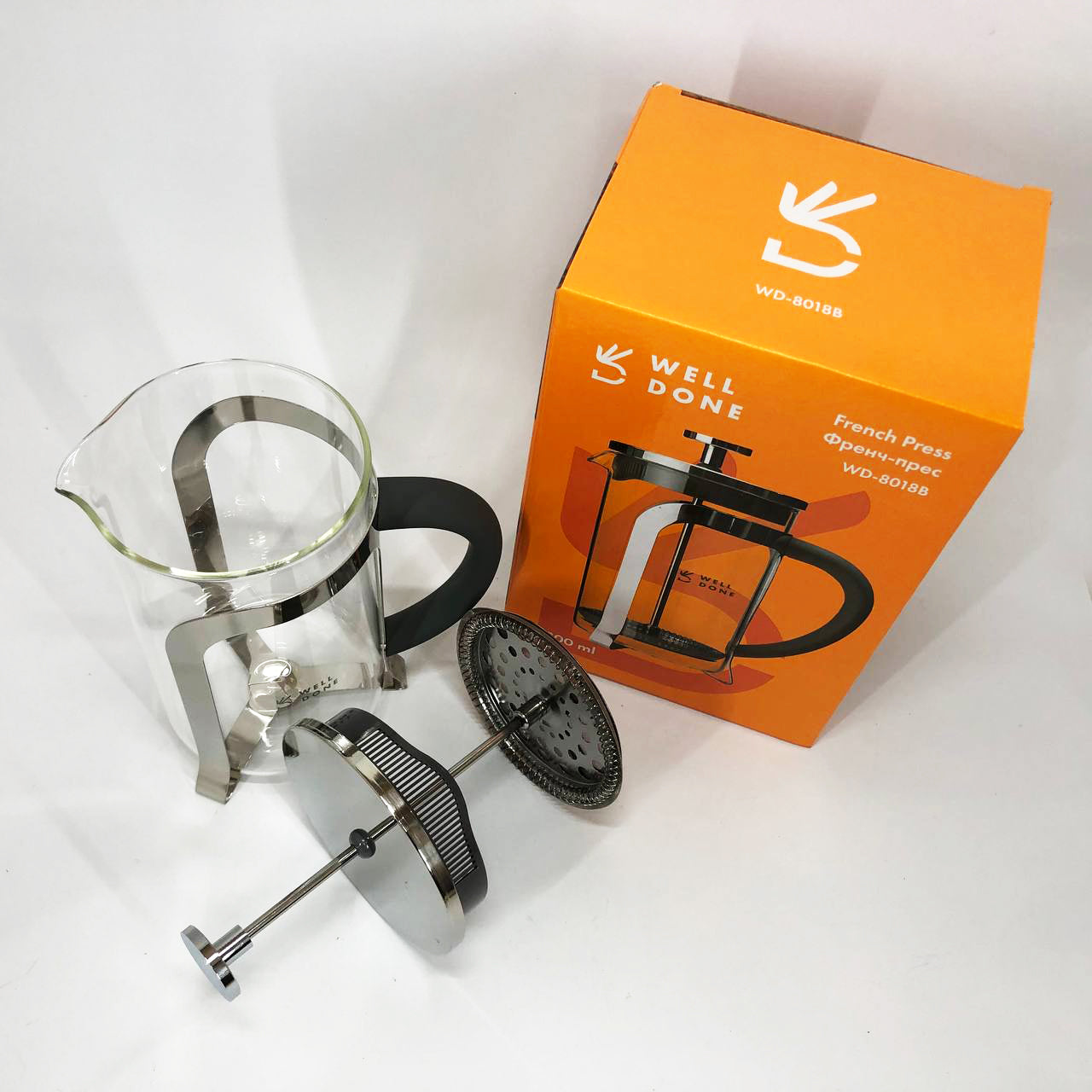 Френч-пресс Well Done WD-8018B с ручкой soft-touch 800 мл, Китайский заварник чайник для заваривания трав