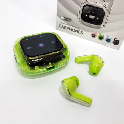 Беспроводные вакуумные наушники TWS с LED дисплеем, влагозащита IPx4 Bluetooth 5.4 с кейсом. Цвет: зеленый