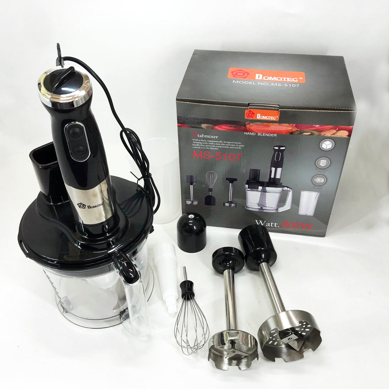 Блендер погружной многофункциональный 6 в 1 Domotec MS-5107 800 Вт, Мощный блендер для дома
