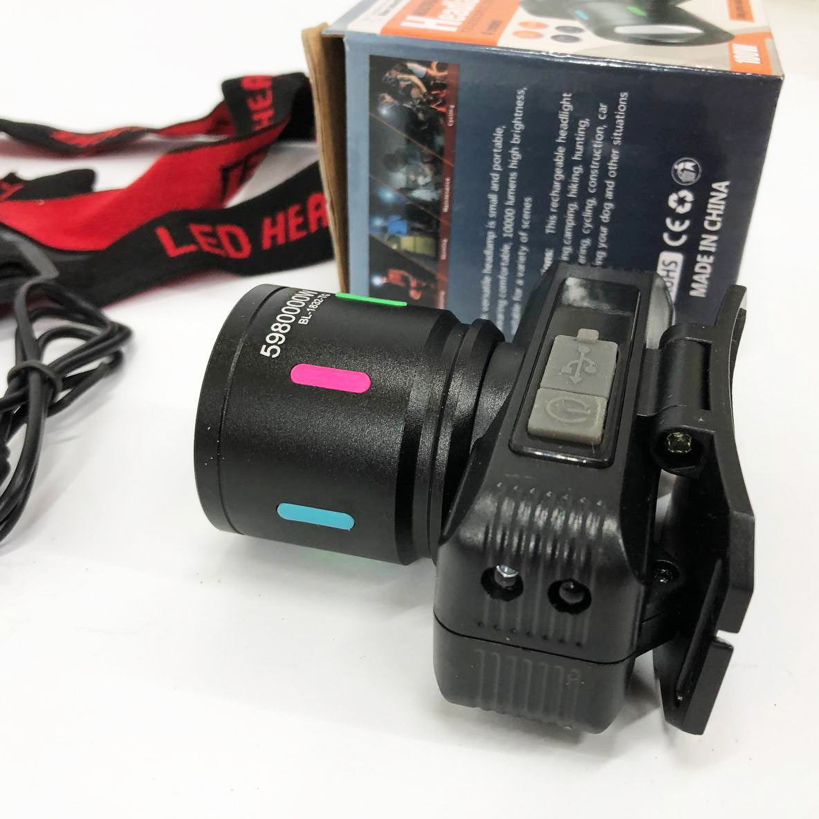 Фонарь налобный KX-1832-TG, Мощный фонарь для рыбалки, Фонарик на голову для домашних работ