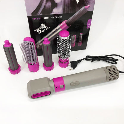 Фен-щетка стайлер 5 в 1 мультистайлер для завивки и укладки волос воздушный с насадками