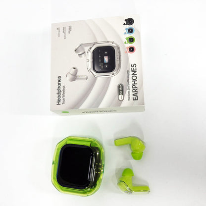 Беспроводные вакуумные наушники TWS с LED дисплеем, влагозащита IPx4 Bluetooth 5.4 с кейсом. Цвет: зеленый