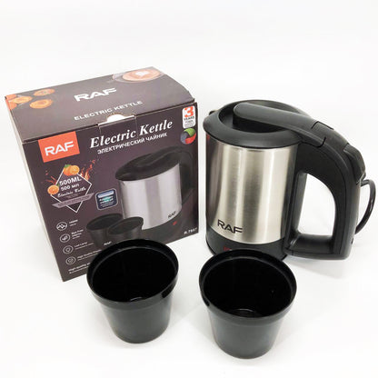 Электрочайник от 220В компактный RAF R-7887 с двумя чашками в комплекте 1000 Вт
