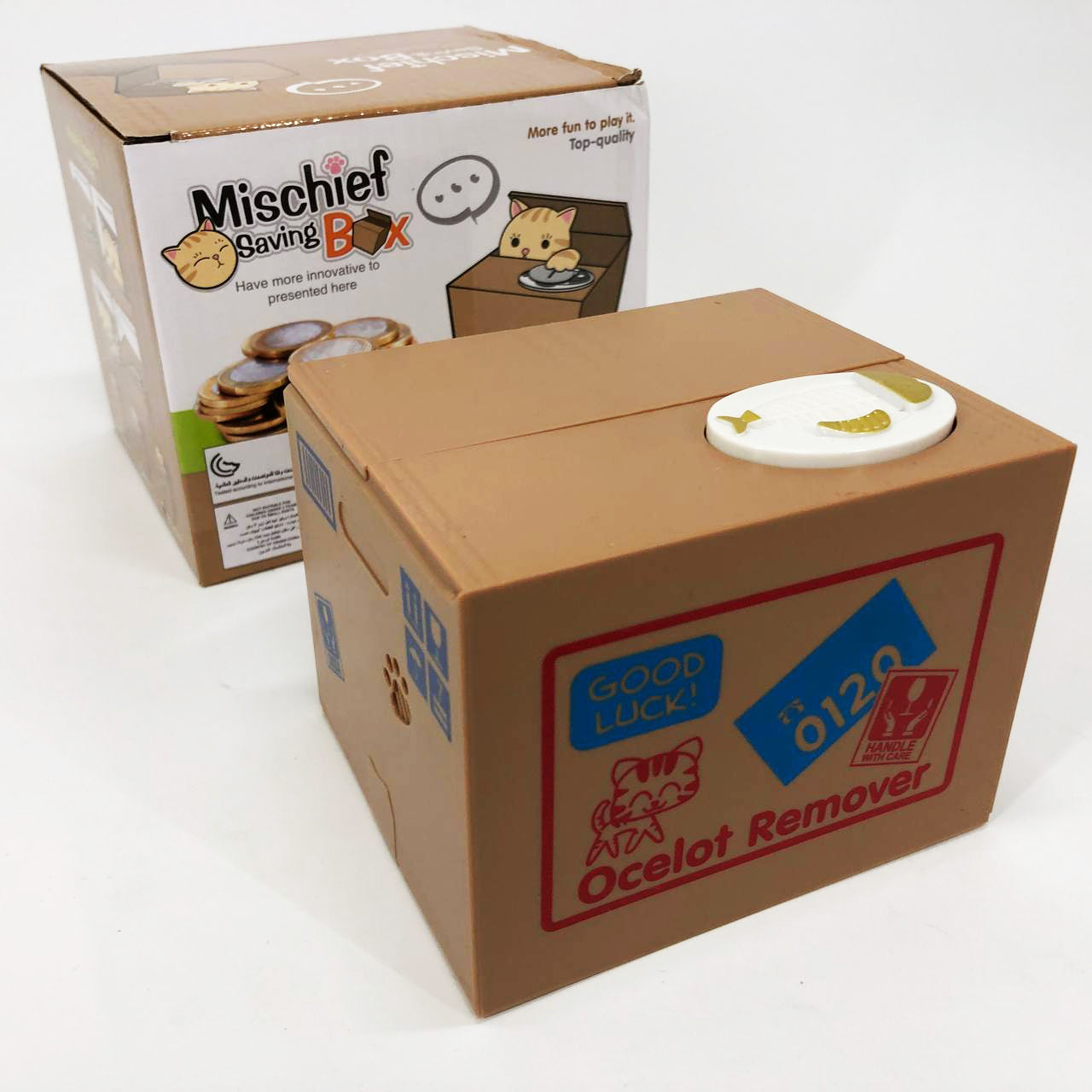 Детская сейф копилка воришка монет в коробке