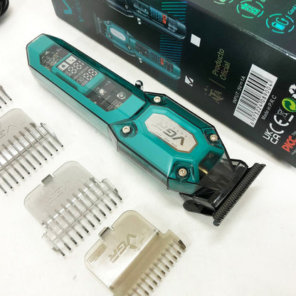 Аккумуляторная машинка для стрижки VGR V-900 с дисплеем, беспроводная для стрижки волос. Цвет: зеленый