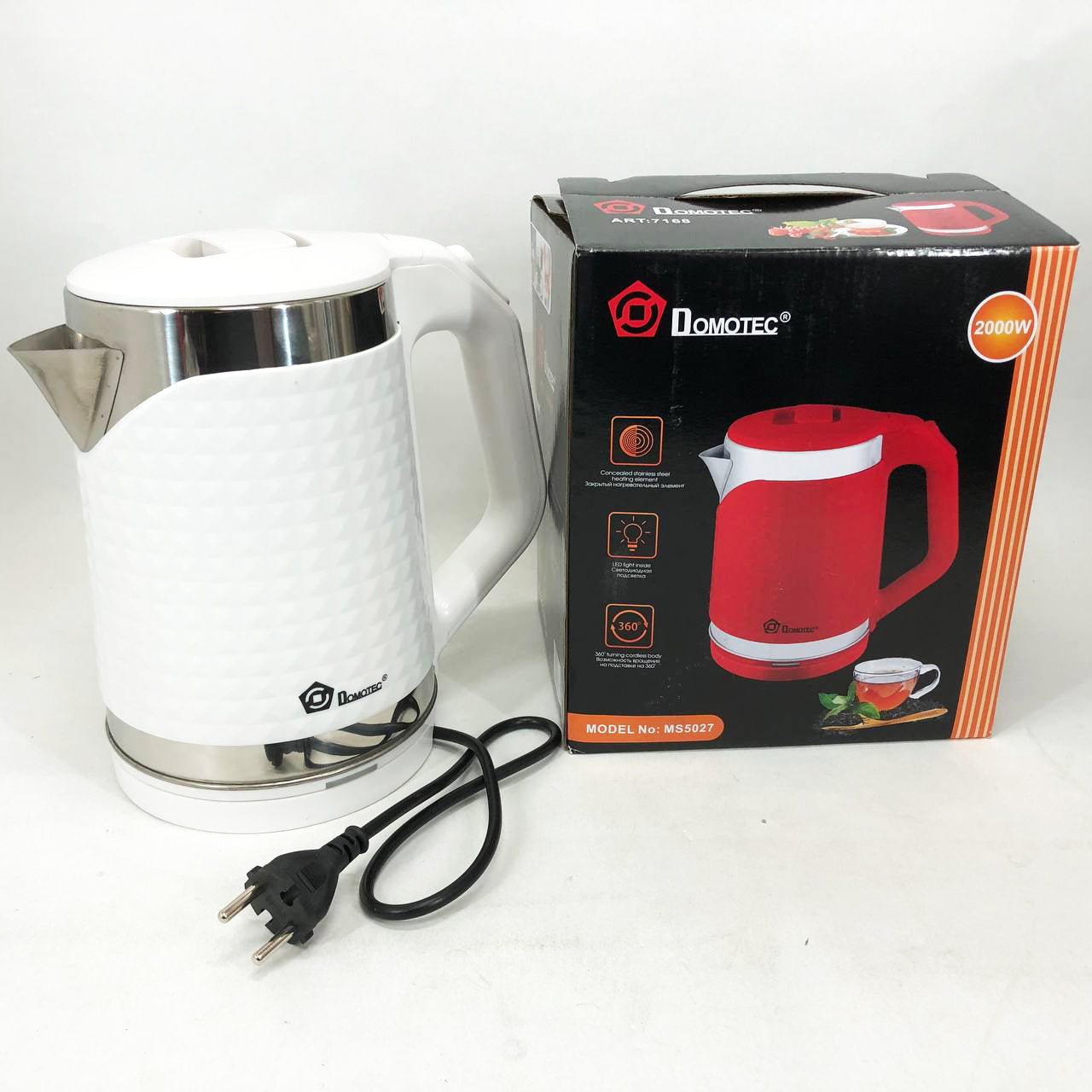 Электрочайник Domotec MS-5027 2.2 л 2000 Вт. Цвет: белый