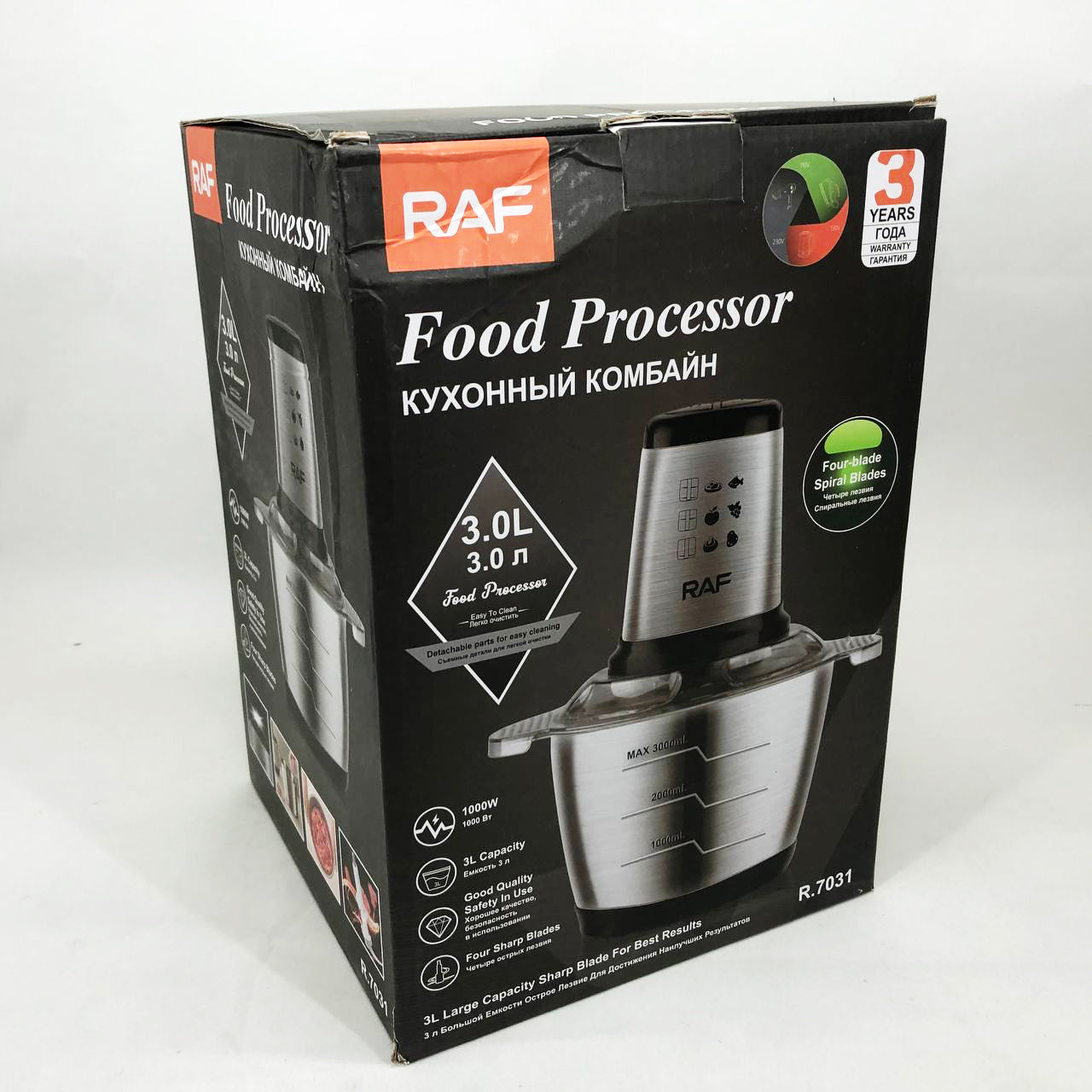 Измельчитель RAF R.7031 электрический блендер-чоппер настольный 3 л 1000 Вт, Кухонный блендер для овощей