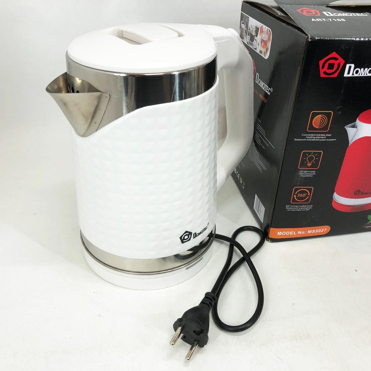Электрочайник Domotec MS-5027 2.2 л 2000 Вт. Цвет: белый