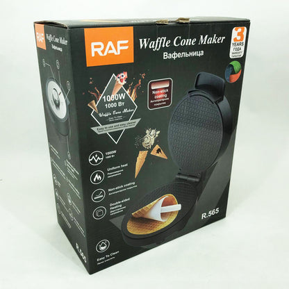 Электрическая вафельница RAF R.565 с антипригарным покрытием и конусом для трубочек