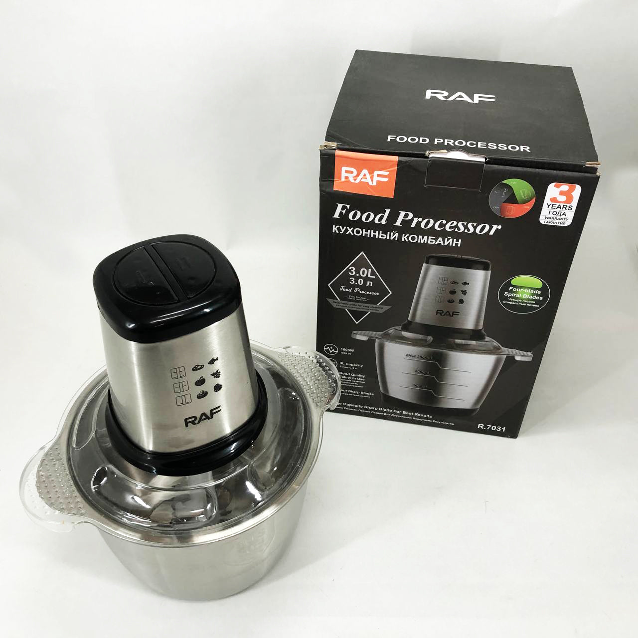 Измельчитель RAF R.7031 электрический блендер-чоппер настольный 3 л 1000 Вт, Кухонный блендер для овощей
