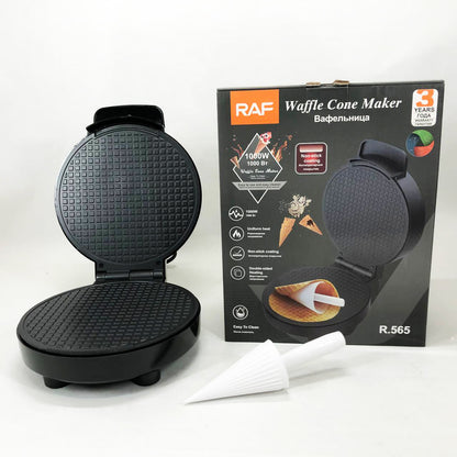 Электрическая вафельница RAF R.565 с антипригарным покрытием и конусом для трубочек