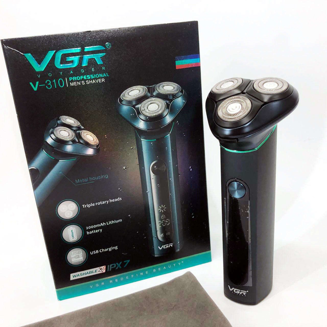 Электробритва портативная бритва VGR V-310 шейвер для бритья бороды и усов с аккумулятором