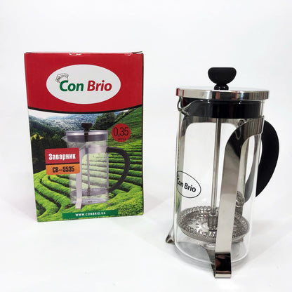 Заварник 350 мл стекло + нержавеющая сталь Con Brio CB-5535, Чайник для заваривания трав красивый