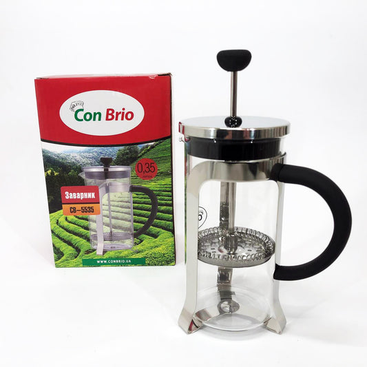 Заварник 350 мл стекло + нержавеющая сталь Con Brio CB-5535, Чайник для заваривания трав красивый