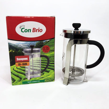 Заварник 350 мл стекло + нержавеющая сталь Con Brio CB-5535, Чайник для заваривания трав красивый