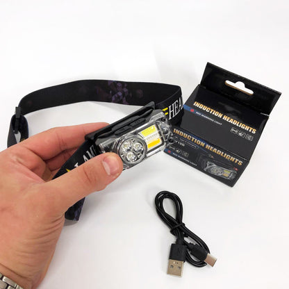 Фонарь налобный YY-19B-3SMD+2COB(white+yellow+red), Налобный фонарик с usb зарядкой