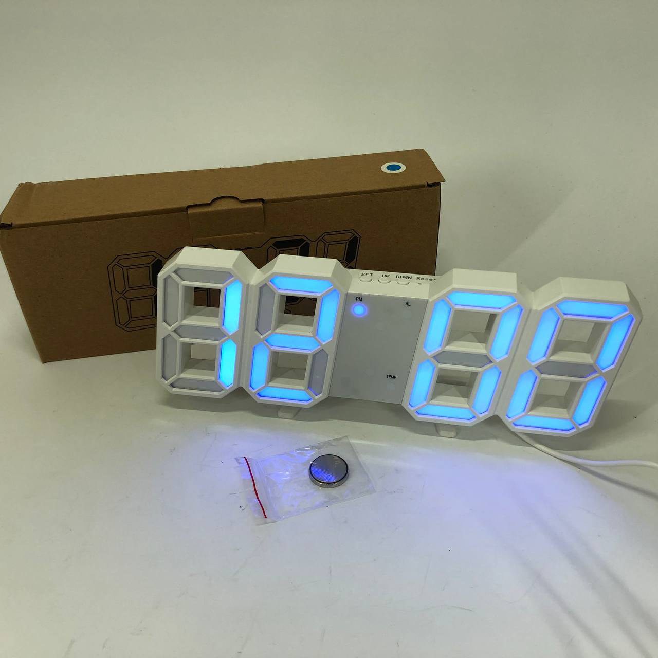 Часы настольные LY-1089 с белой подсветкой LED синие, Часы настольные профессиональные электронные