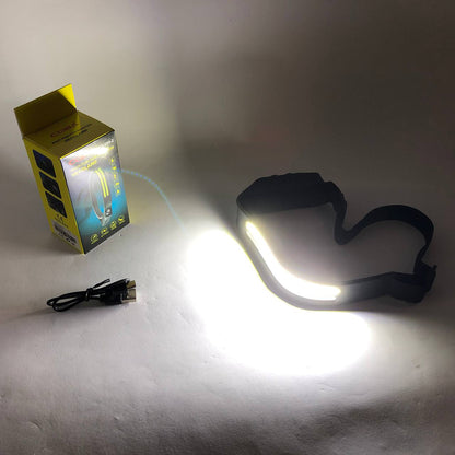 LED Фонарь налобный BL-W689-LM+2COB (white+red) датчик жвижения, Фонарик на голову с зарядкой