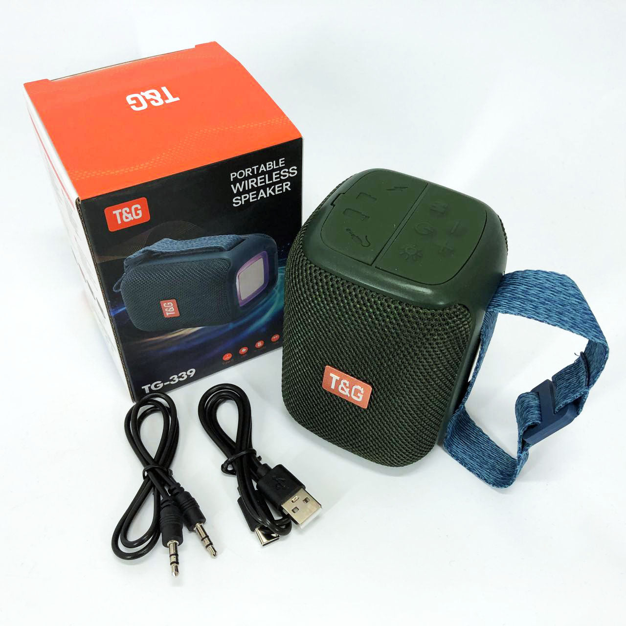 Портативная Bluetooth колонка TG339 5W с RGB подсветкой, аккумуляторная колонка для музыки. Цвет: зеленый