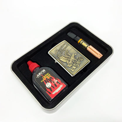 Зажигалка бензиновая в подарочной коробке N12, подарочные прикольные зажигалки, подарок зажигалка парню