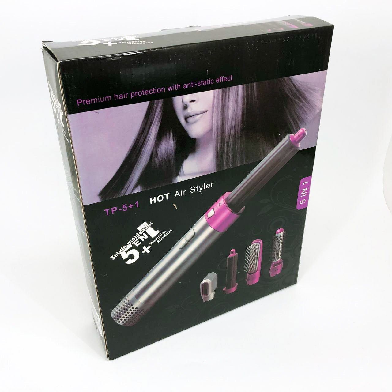 Фен-щетка стайлер 5 в 1 мультистайлер для завивки и укладки волос воздушный с насадками