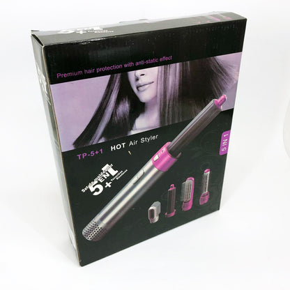 Фен-щетка стайлер 5 в 1 мультистайлер для завивки и укладки волос воздушный с насадками