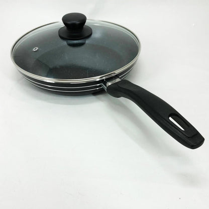 Сковорода с крышкой 24 см темный мрамор UNIQUE UN-5164 | Антипригарная сковорода | Мраморная сковорода