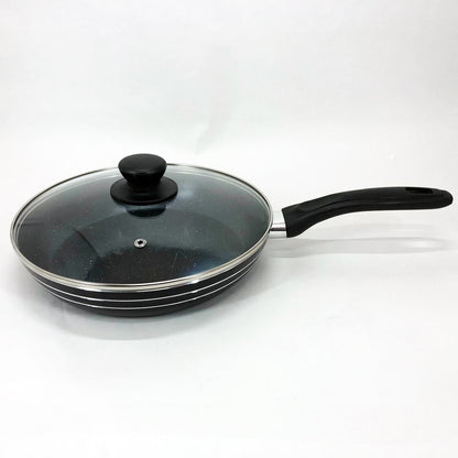 Сковорода с крышкой 24 см темный мрамор UNIQUE UN-5164 | Антипригарная сковорода | Мраморная сковорода