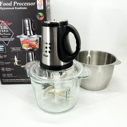 Блендер-измельчитель RAF R.7028 2 в 1, 300 Вт, 2 чаши, Бытовой мощный измельчитель продуктов