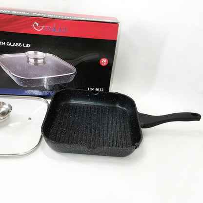 Сковорода гриль UNIQUE UN-4012 стильная 24см, Надежная сковорода с антипригарным покрытием